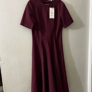 Zara Deep Burgundy Midi Dress